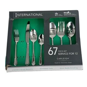 International Silver Carleigh 67pc Stainless Steel Flatware Set Service for 12